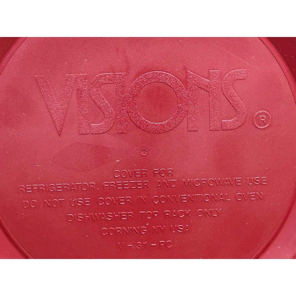 Vtg 1991 Pyrex Vision Cranberry Coning Cookware 1-Qt/L Round Casserole With Lids